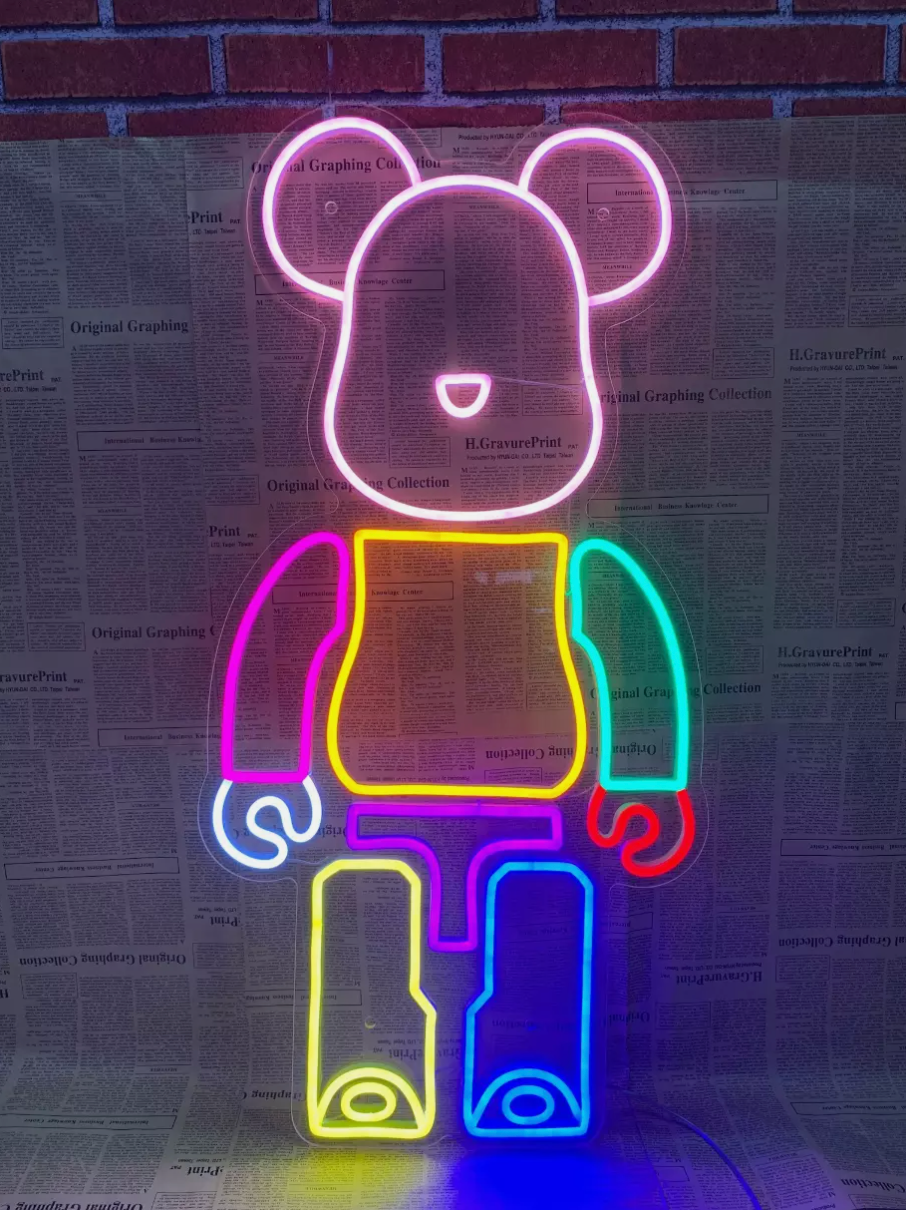 Rainbow Bear Brick Neon Sign