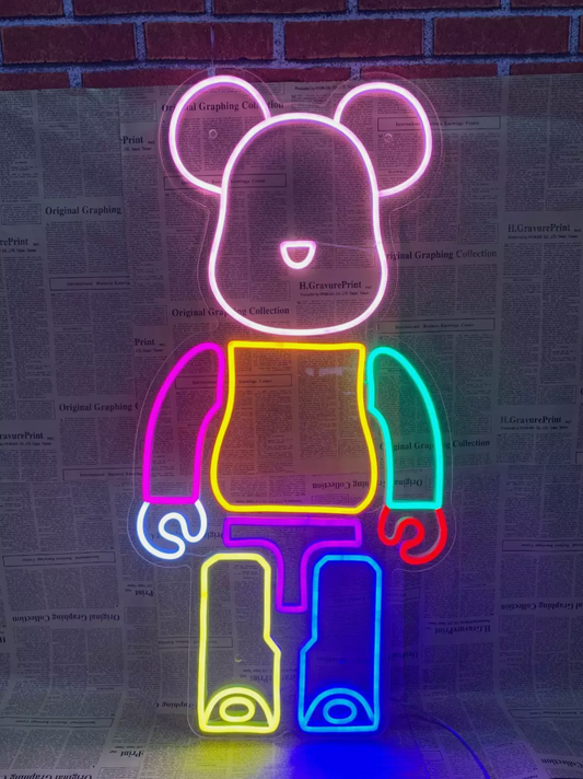 Rainbow Bear Brick Neon Sign